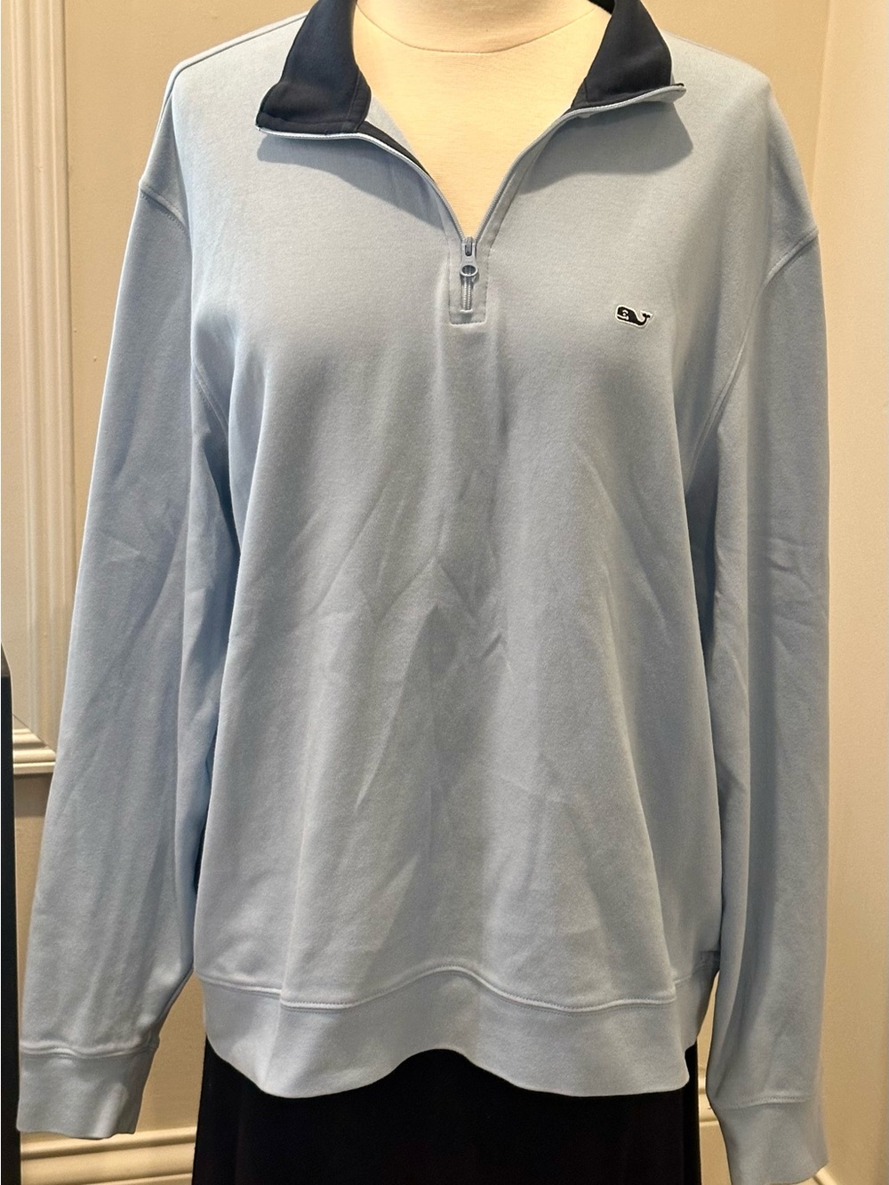 Vineyard Vines Quarter Zip Pullover Light Blue Navy Cotton Unisex Medium